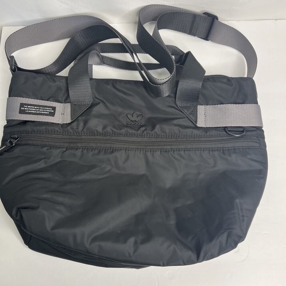 Adidas Originals Puffer Shopper Tote Bag Logo Crossbody Shoulder Travel Black